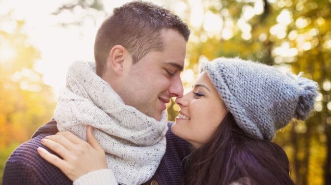 happy couple at the park