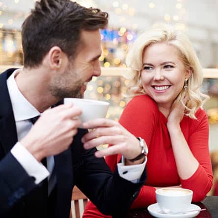 young couple having a coffee date