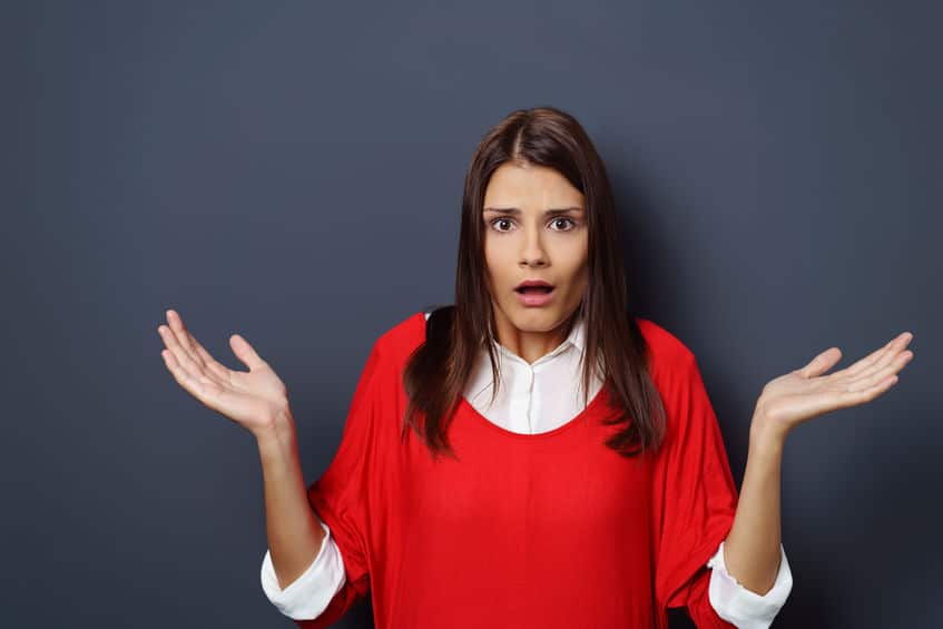 clueless girl wearing a red blouse